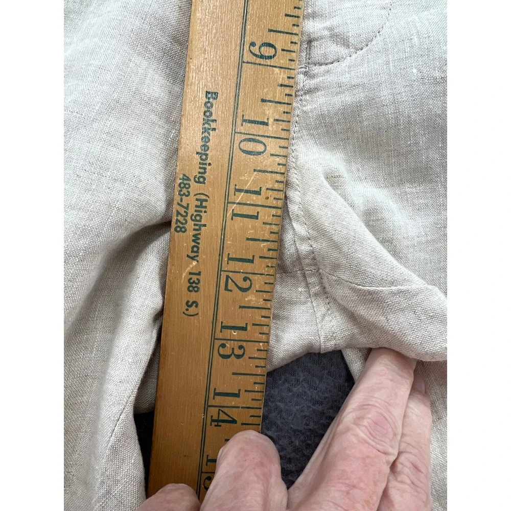 Perry Ellis Linen Pants Mens 36x34 Drawstring Straight Leg Beige Casual